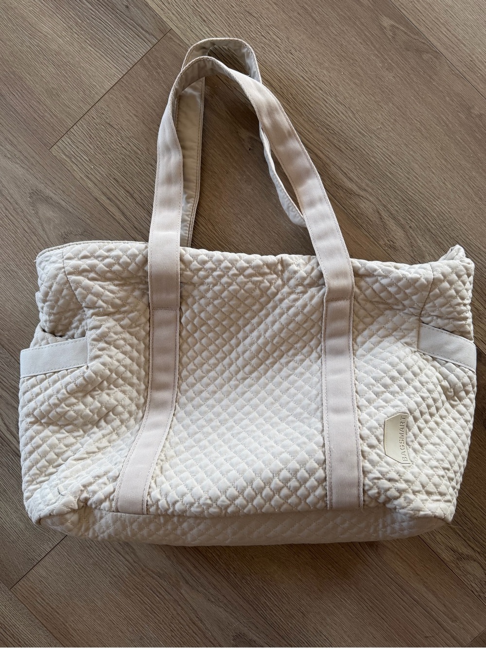 Quilted Cream Tote Bag - Women's Shoulder Bag